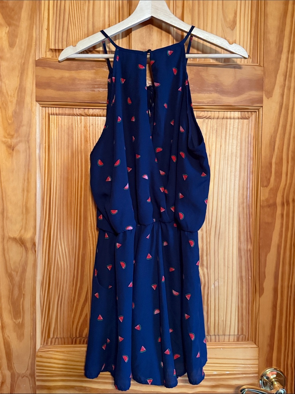 AS U WISH Womens Juicy Watermelon Romper, Large-Navy - Picture 7 of 8